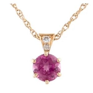 14kt gold Necklace 0.74 Carat Round Modified Brilliant Rhodolite